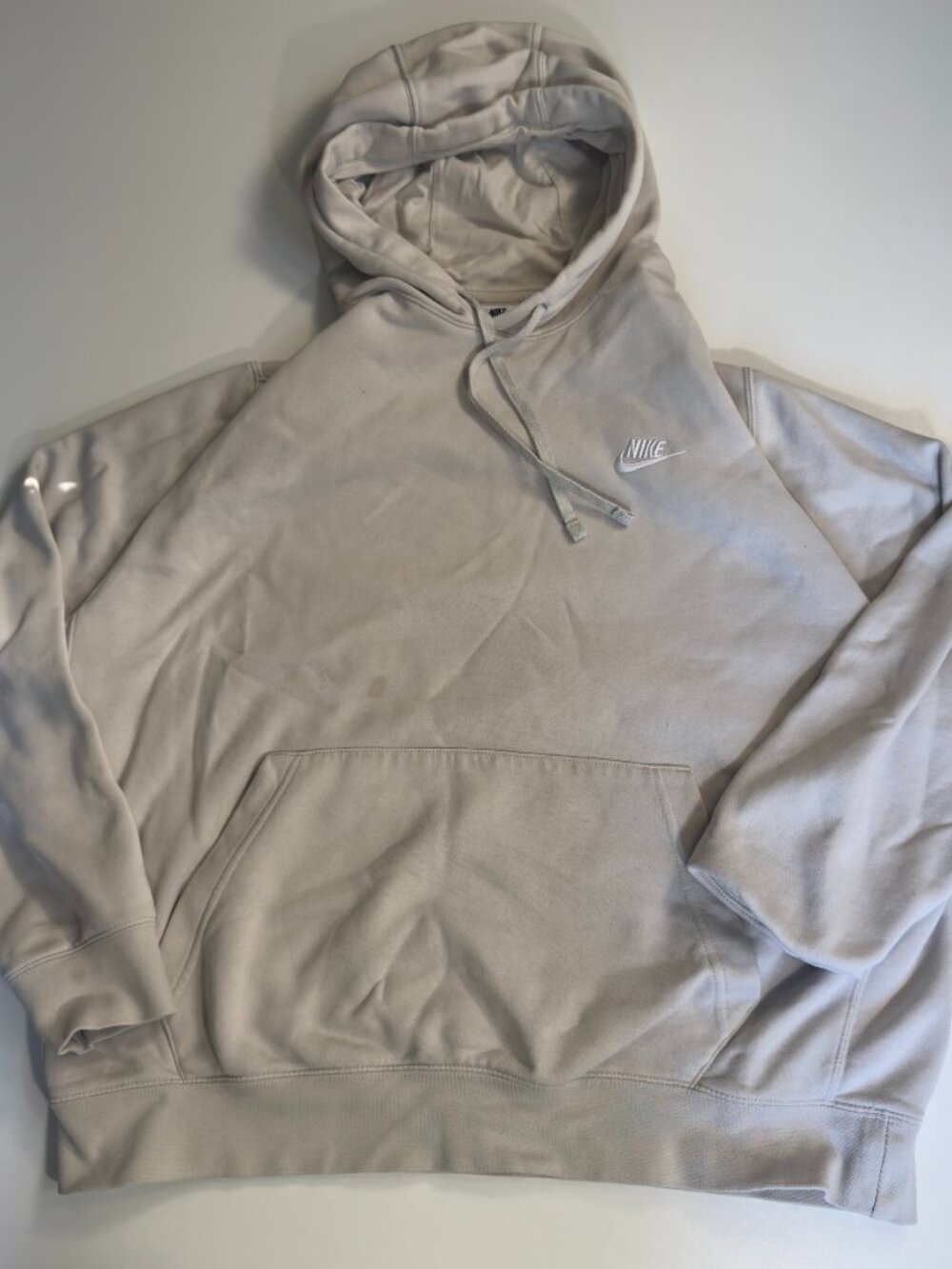 Nike Tan Hoodie Men's XL Cotton Pullover Sweatshirt Blank Beige Used